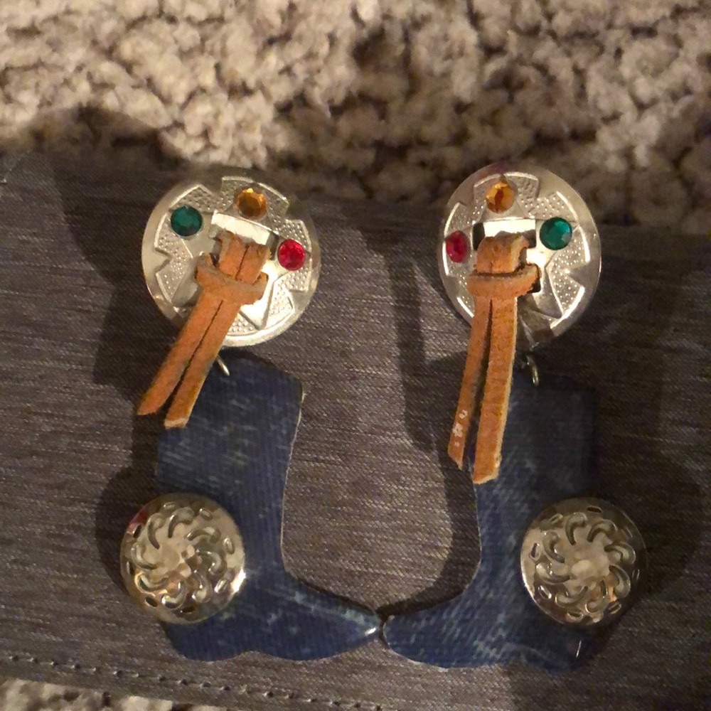 Western boot & silver clip-on earrings